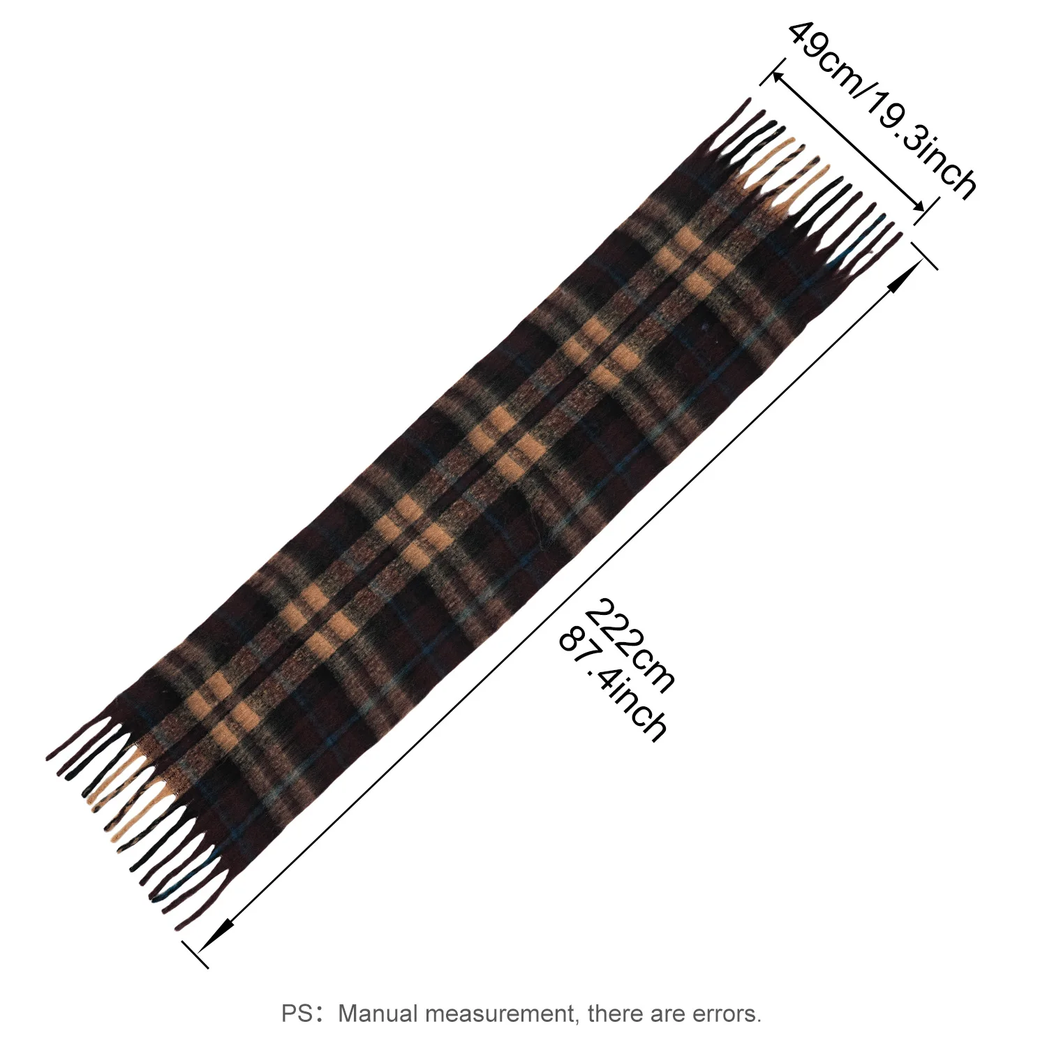Thickened Warm Plaid Scarf Women's Tassel Large Scarf Autumn Winter New Style Green Colorful Circle Scarf