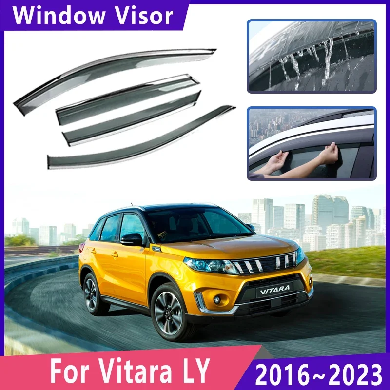 

For Suzuki Vitara LY MK4 2016~2023 Escudo Side Window Visor Waterproof Rain Eyebrow Deflector Guards Car Accessories 2020 2021