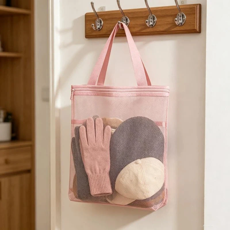New Breathable Mesh Tote With Zipper And Handle Portable Bath Organizer Bag For College Dorm Gym And Travel