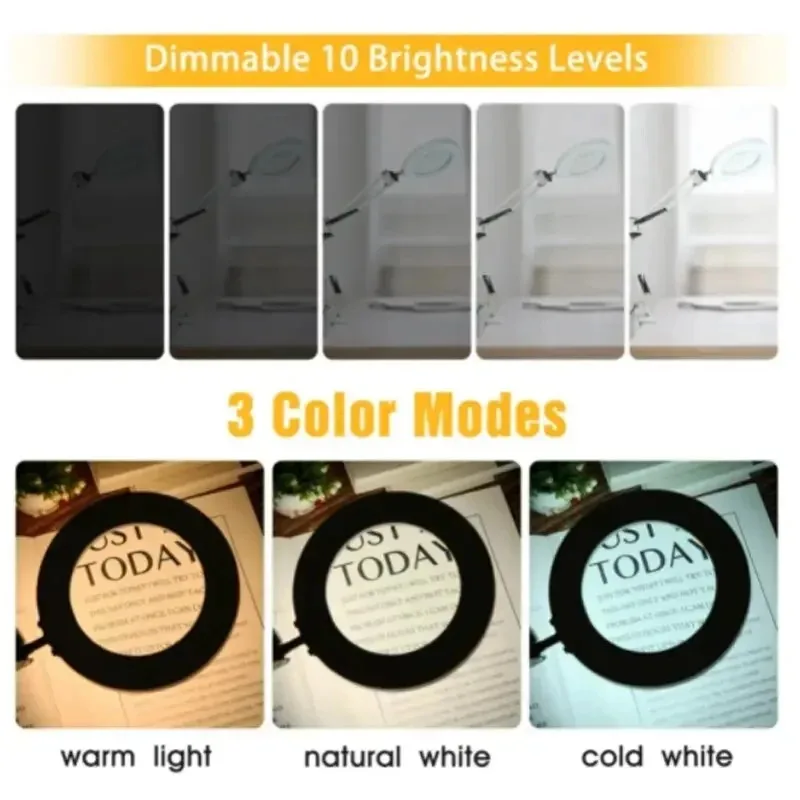 8X/10X NEW Illuminated Magnifier USB 3 Colors LED Magnifying Glass for Soldering Iron Repair/Table Lamp/Nail Lamp