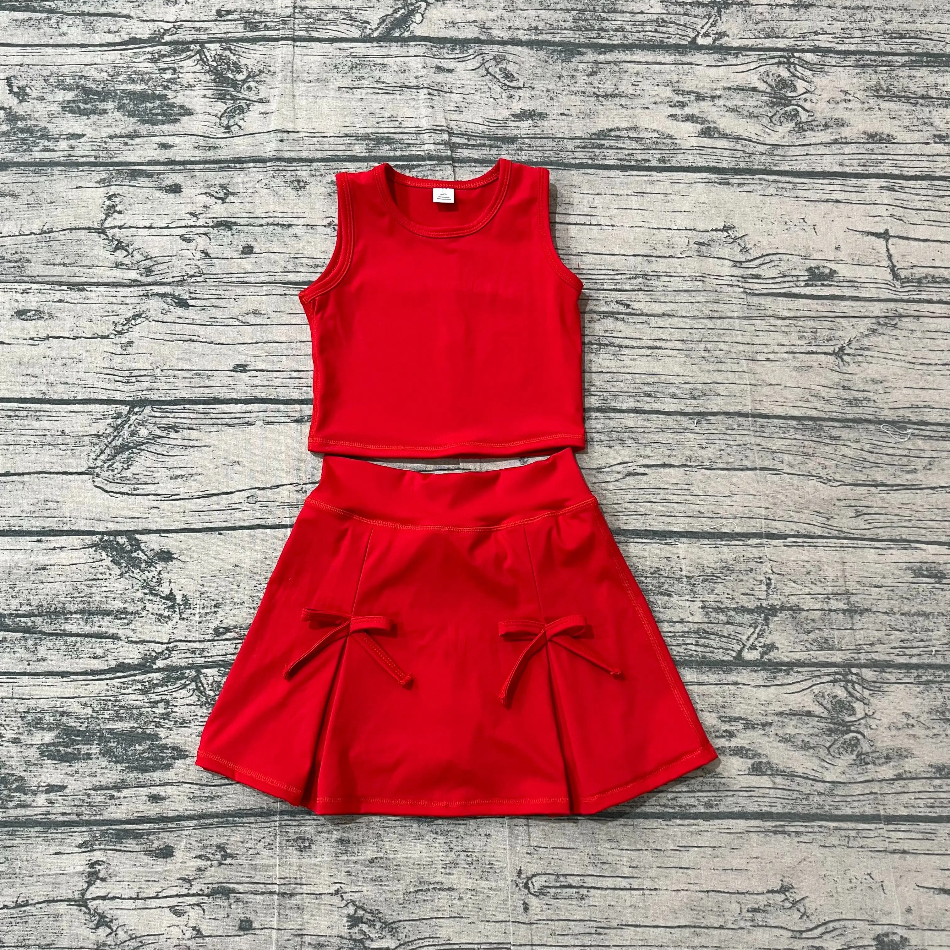 Wholesale Baby Girl Yoga Active Stripes Clothing Toddler Shirt Ruffle Skirt Shorts Kid Girls Skort Set Athletic Summer Clothes