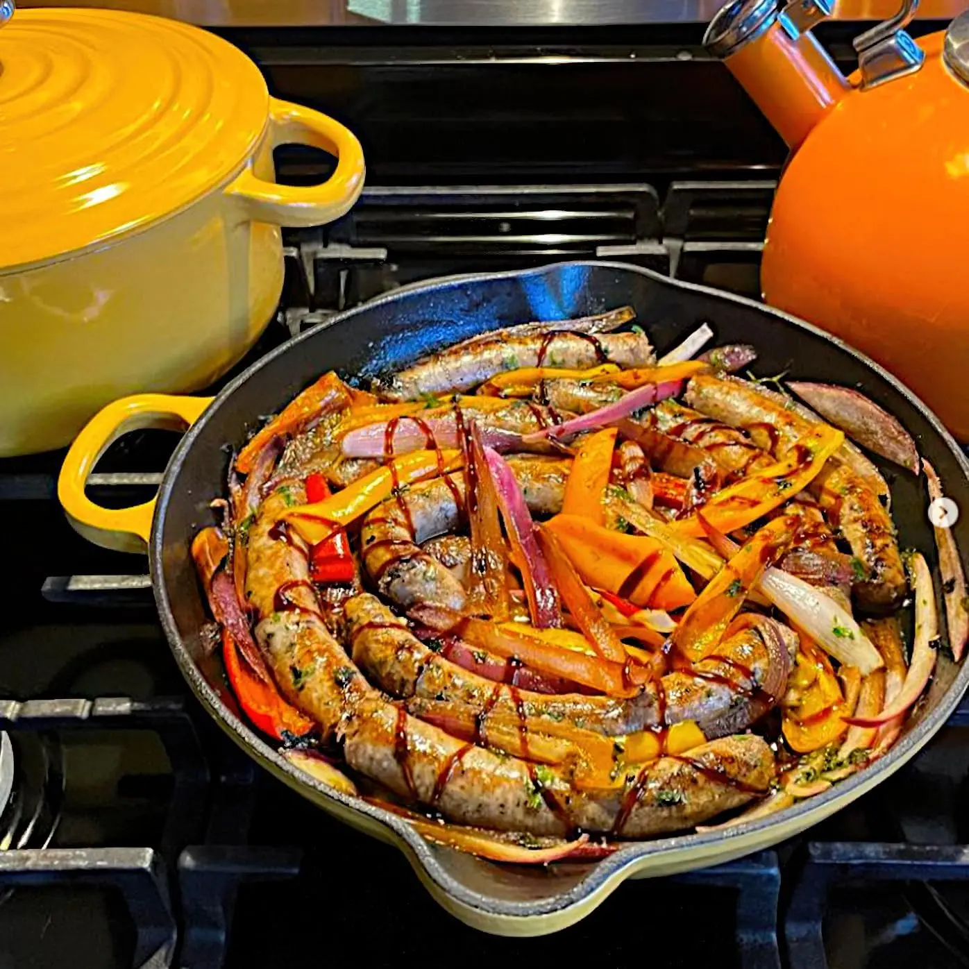 أواني طهي من الحديد الزهر المطلي بالمينا، طقم مكون من 3 قطع، أزرق كوبالت