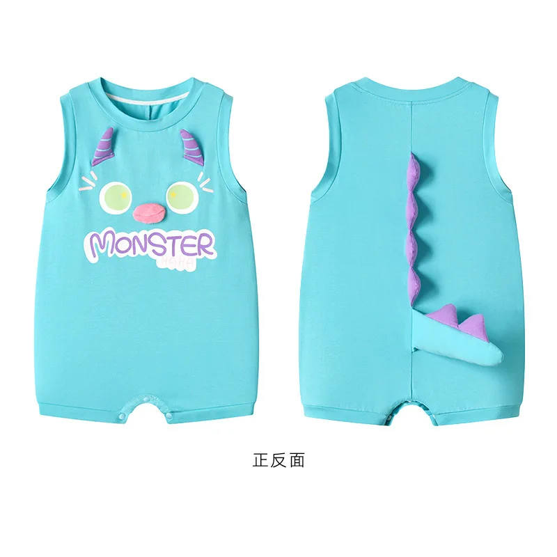 

Monster Bodysuit Kawaii Baby Boys Girls Clothes Romper Cotton Cartoon 3PCS Sets Overall Jumpsuits Sleeveless Costume Outfit