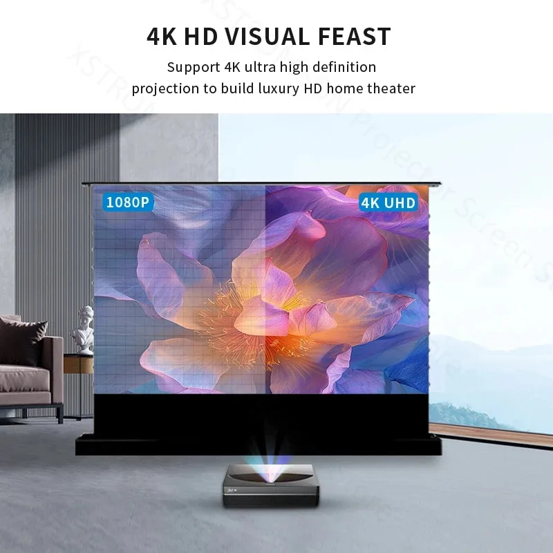 72-120 inch CBSP ALR Projector Screen 16:9 8K Electric UST Floor Rising Projector Screen for UST 4K Laser Home Theater Proyector
