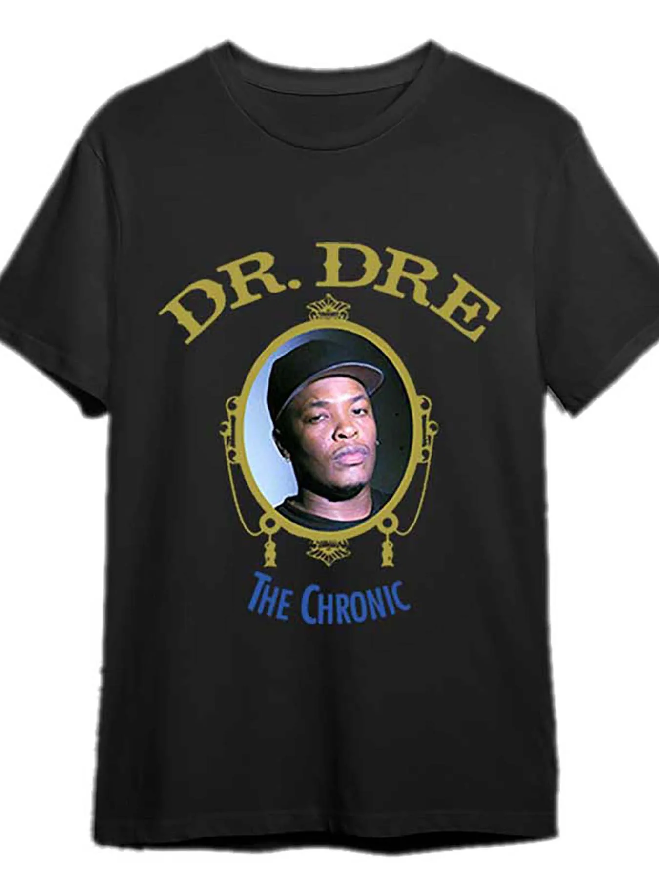 

[Fan Favorite] Dr. Dre The Chronic Classic Graphic T-Shirt - Men’s Black Cotton Short Sleeve Tee with Golden