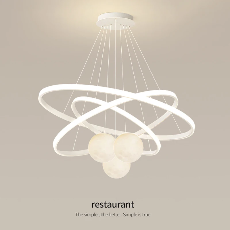 현대식 LED 천장 램프 펜던트 조명 거실 식당 침실 원형 링 알루미늄 바디 실내 조명 기구