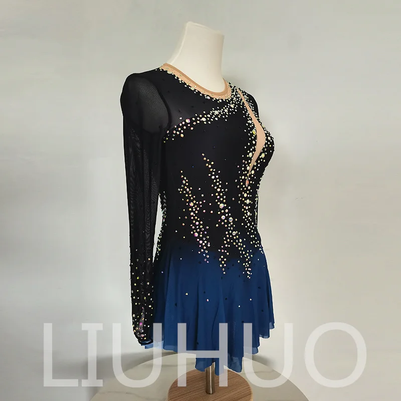 LIUHUO Figure Skating Dress Girls Women Teens Stretchy Spandex Gradient Competition Wholesale