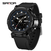 SANDA 9052 Fashion Men's Sports Electronic Watch Waterproof Shockproof Alarm Clock Calendar Luminous Cool Men Digital Watches