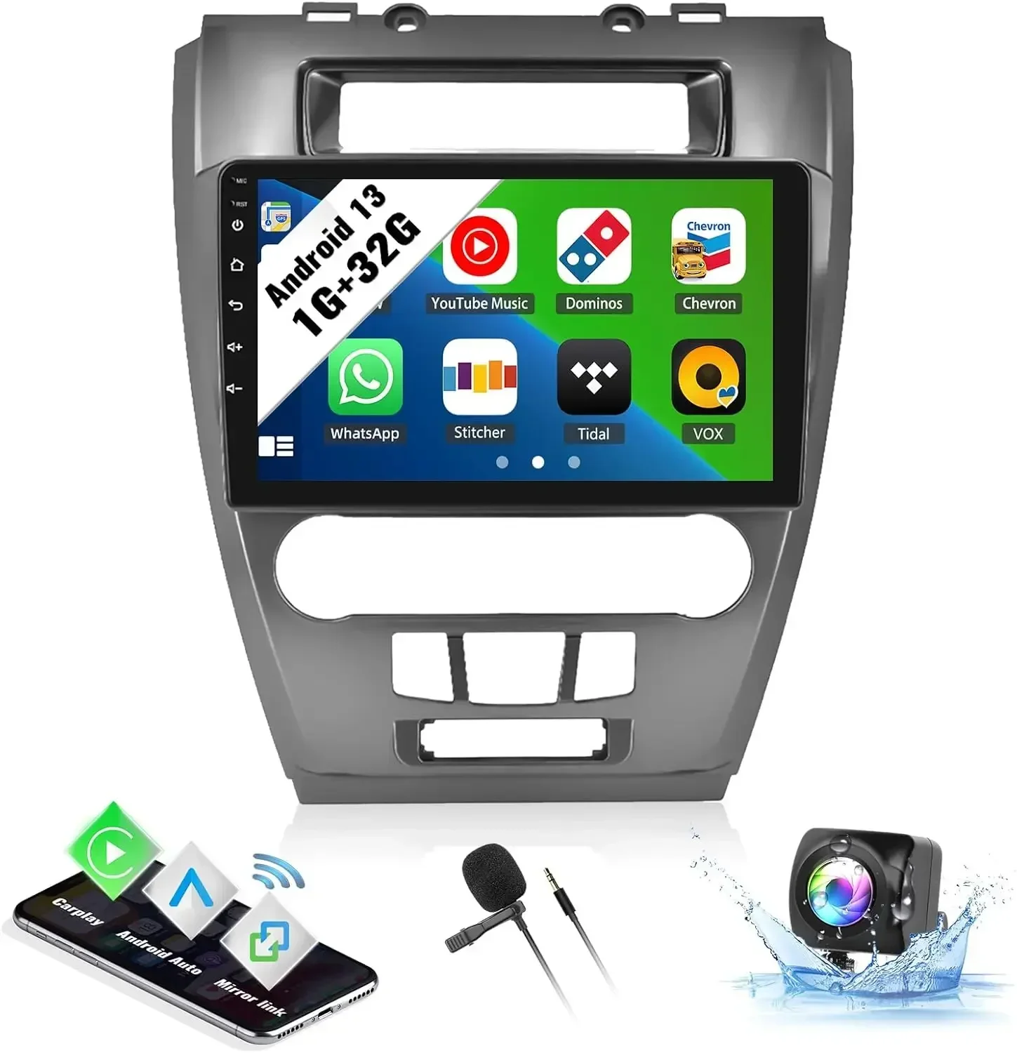 

2G+32G Android 13 Car Stereo for 2009-2012 Ford Fusion Mondeo Mustang with Apple CarPlay Android Auto HiFi Audio podofo 10''