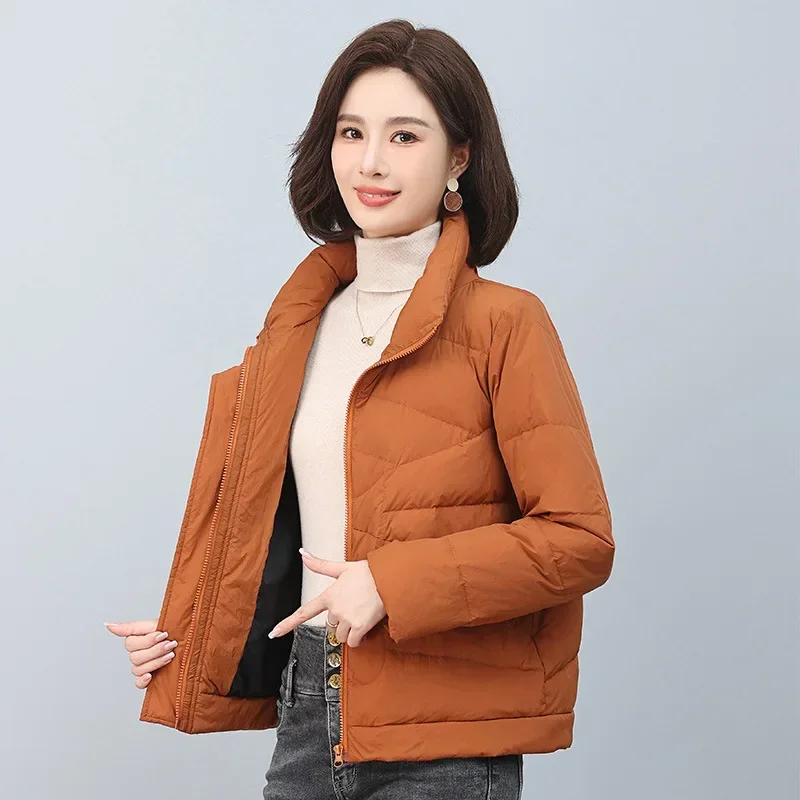 Casualplus Size2023winter New White Goose Down Jacket Lightweight Petite Down Vest For Middle-aged Mothers Long Sleeves