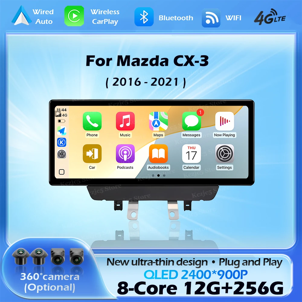 12.3' Touch Screen Car Intelligent System For Mazda CX-3 2016 - 2021 Wireless CarPlay Car Radio Multimedia Player Navigation GPS