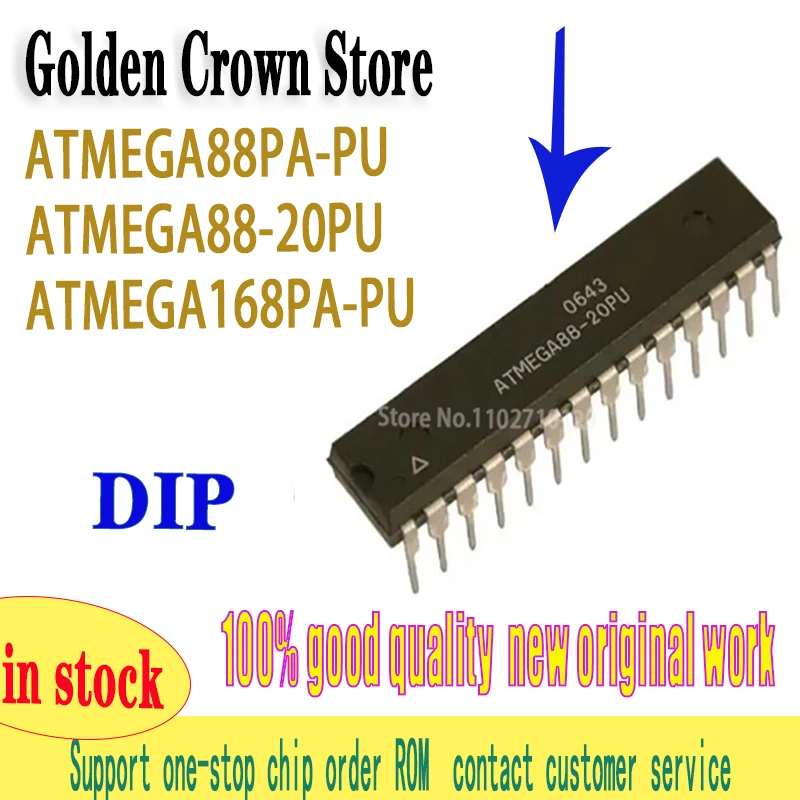 1Pcs/Lot  ATMEGA88 ATMEGA88PA-PU ATMEGA88-20PU ATMEGA168PA-PU DIP-28  New and Original In Stock