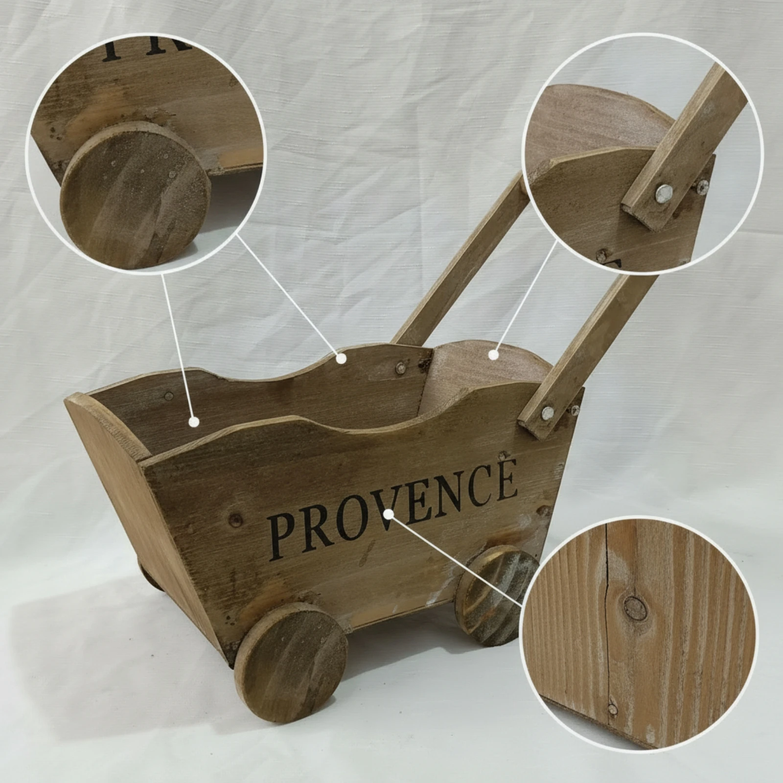 Handcart Planter Rustic Wooden Wagon Planter Flower Cart with Wheels Tabletop Garden Cart with Wheels Decorative for Cafe
