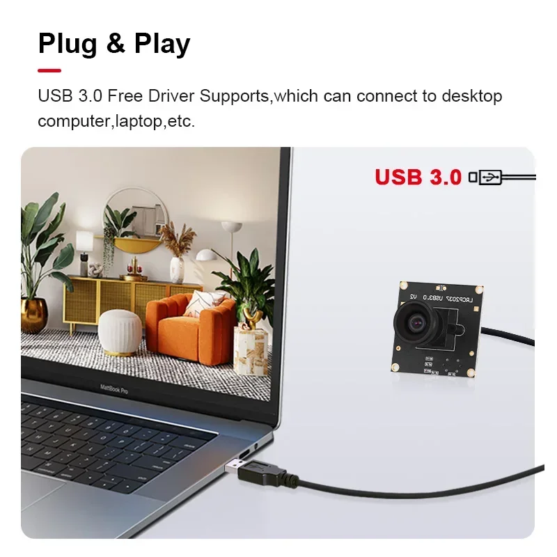 

New 2MP IMX307 4mm 75Degree Distortionless USB3.0 Type-C UVC Plug Play 0.005Lux Low Light Level 1080P 60fps Camera Module