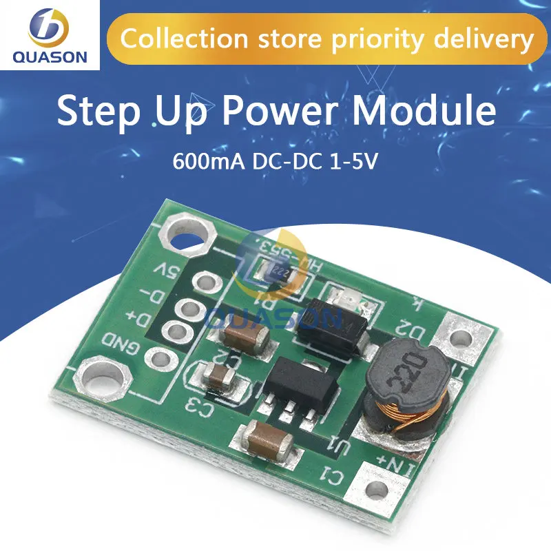 5V DC DC Converter Step Up Power Supply DC-DC Booster Boost Adapter Converter Board Step-Up 500MA Voltage Regulator 1V-5V to 5V