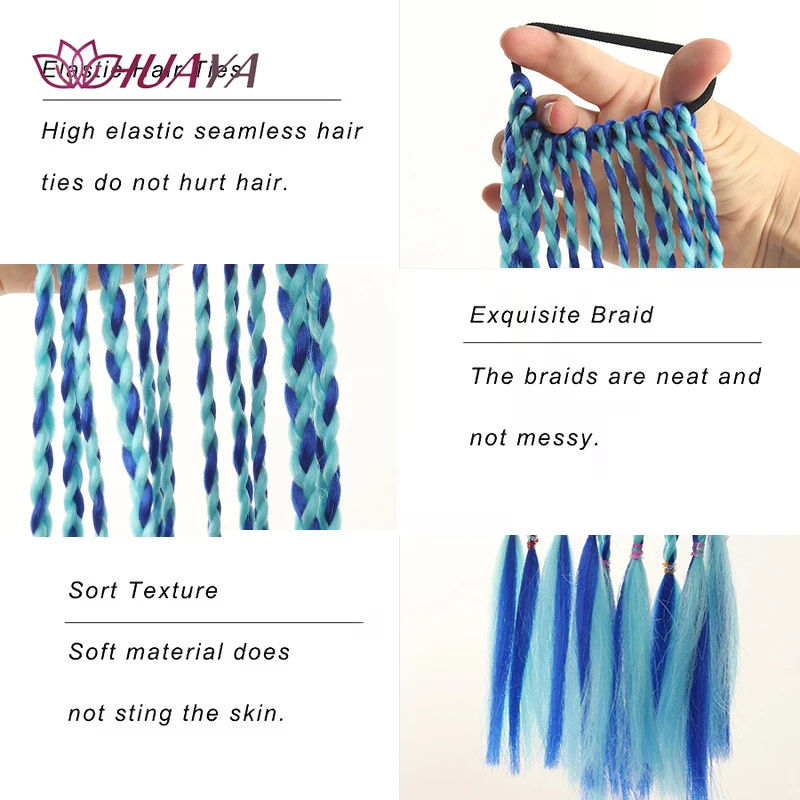 Synthetic Fiber Braided Ponytail, Elastic Band Easy Wear, Soft Hair for Daily Party Cosplay