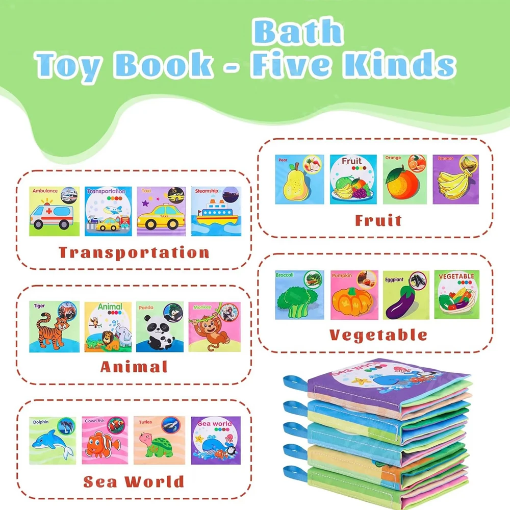 6-in-1 Washable Baby Cloth Book Set 2