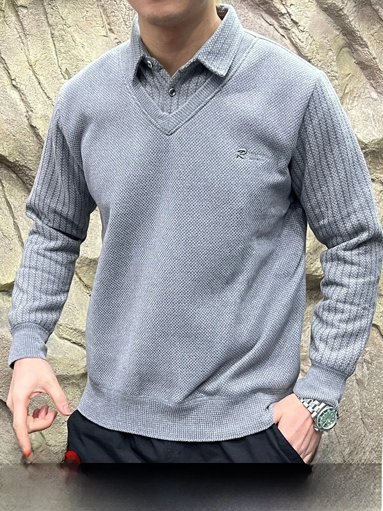 

Thiened Fce Knitted Sweater Men's Casual Sle Long Sve Crew Ne Pullover Skin-friendly Breathable Autumn Winter Wear