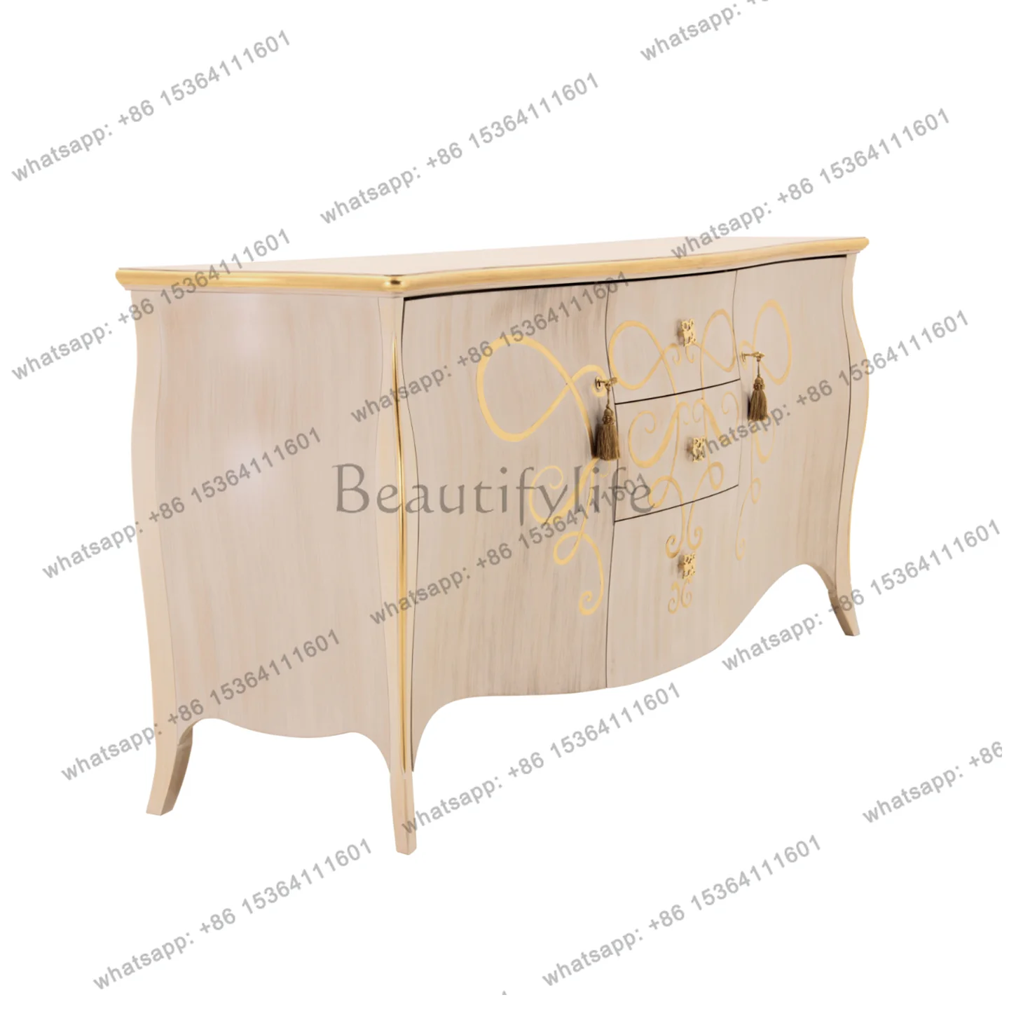 Nordic neoclassical solid wood home entrance entrance cabinet Italian retro old locker