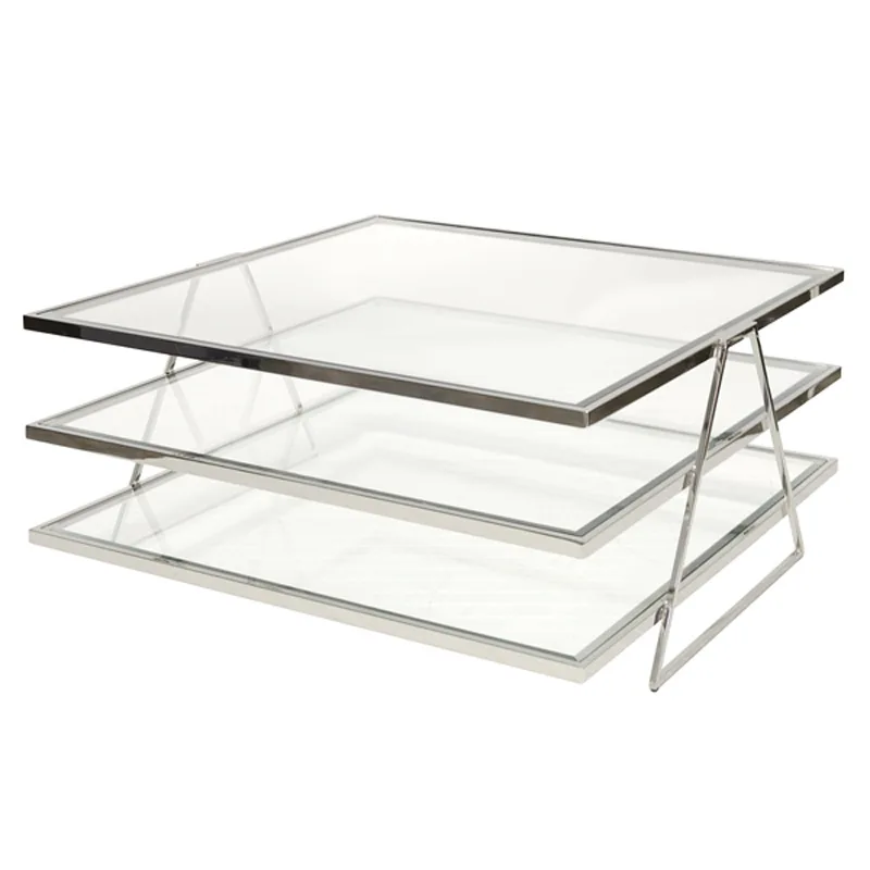 

Three-layer stainless steel coffee table soft decoration design coffee table