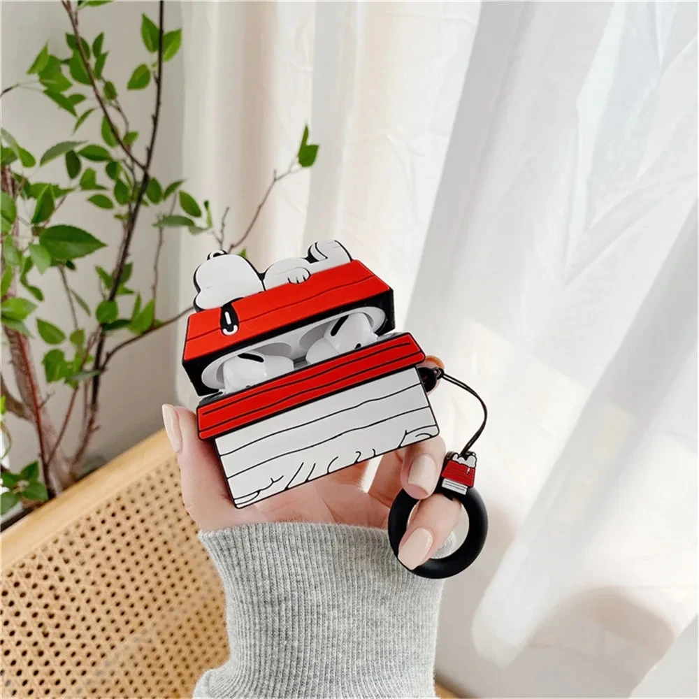 MINISO Snoopy Earphone Case for Airpods Pro 1 2 3 Cartoon Silicone Wireless Bluetooth Earbuds Protective Cover With Lanyard