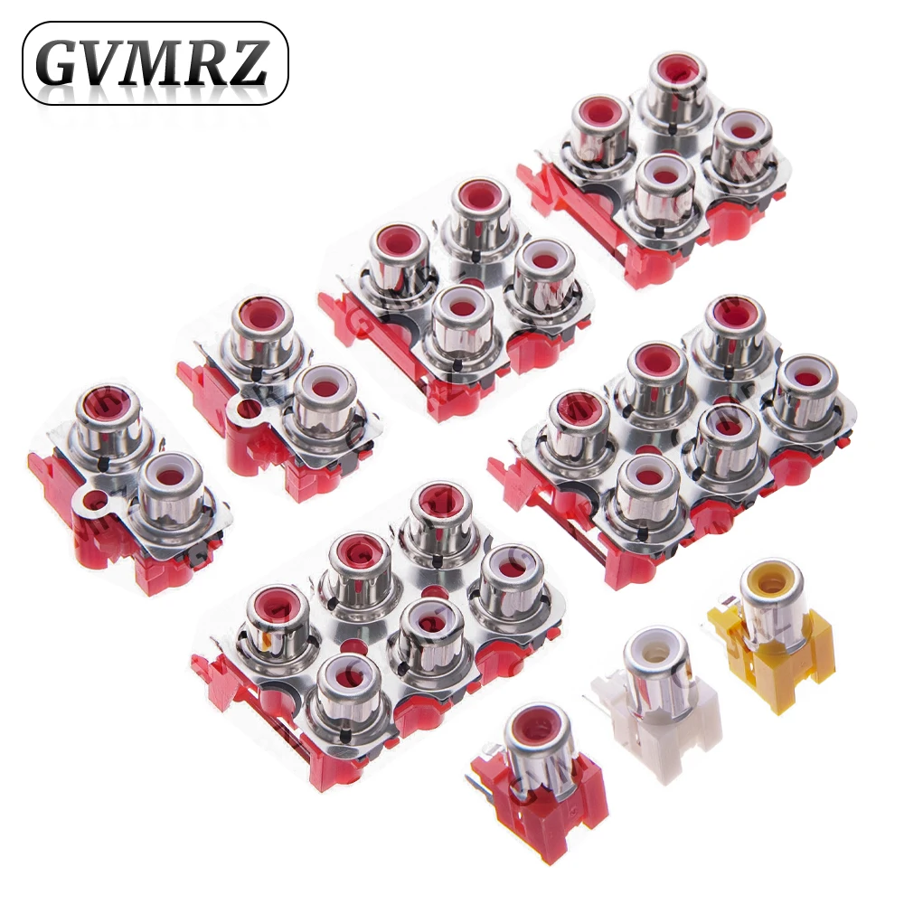 RCA Connector Audio Female Jack AV Input Socket Red Yellow White Lotus Amplifier Interface Signal