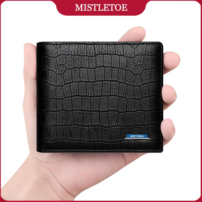 

Crocodile Printed Business Men Purse Anti RFID Credit Card Genuine Leather Small Wallet for Man Birthday Gifts