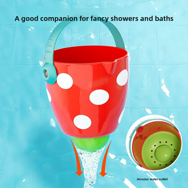 Baby Cartoon Bath Toys Baby Bath Tub Mini Leaky Bucket with Small Showerhead Beach Toys Shower Spray Cup Toddler Gifts