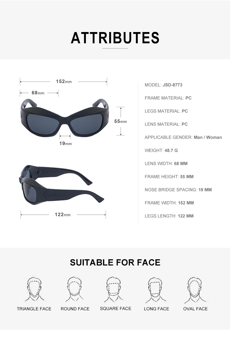 Übergroße Y2K Punk Sonnenbrille für Damen und Herren Neue 2000er Vintage Trend Steampunk Sonnenbrillen Sport-Schildbrille UV400-Schutz – Detail 17