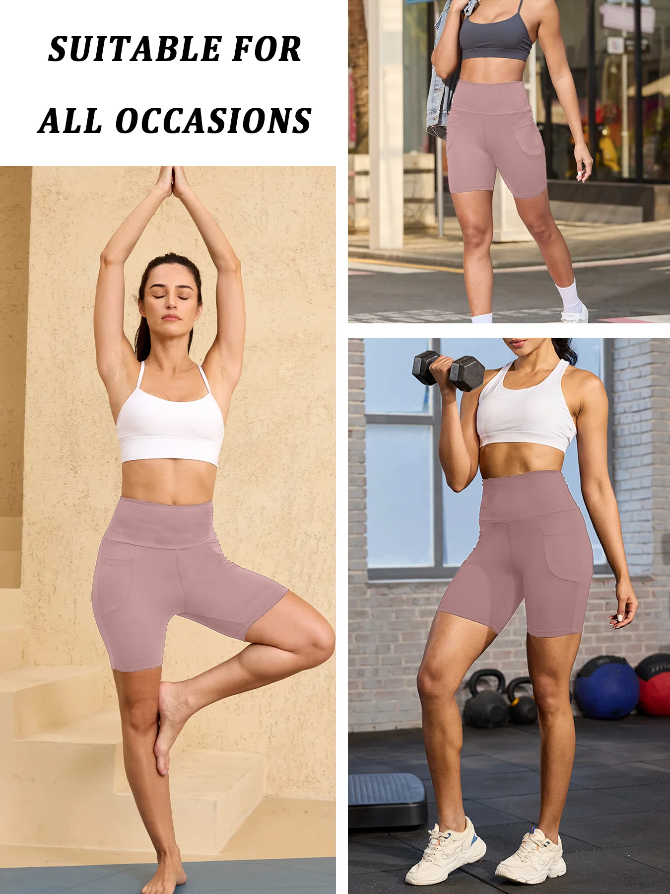 Plus Size High Waisted Biker Shorts For Women With Pockets Super Soft Tummy Control No See Through Workout Running Yoga