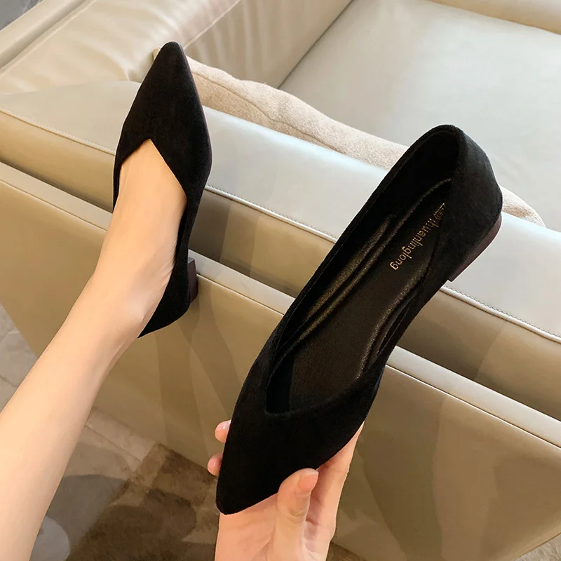 Pointed Toe Women Flats Solid Color Simple Basic Style All Match Summer Spring Shoes Slip on Shallow Mouth Size 31 32 33 44 45