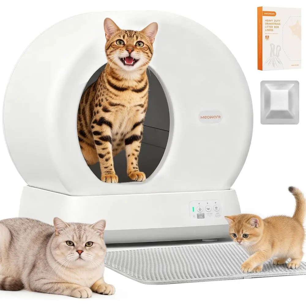 

Автоматический лоток для кошек Sel Cleaning, большой объем, со встроенными датчиками безопасности, управлением через приложение, без запаха, для нескольких кошек