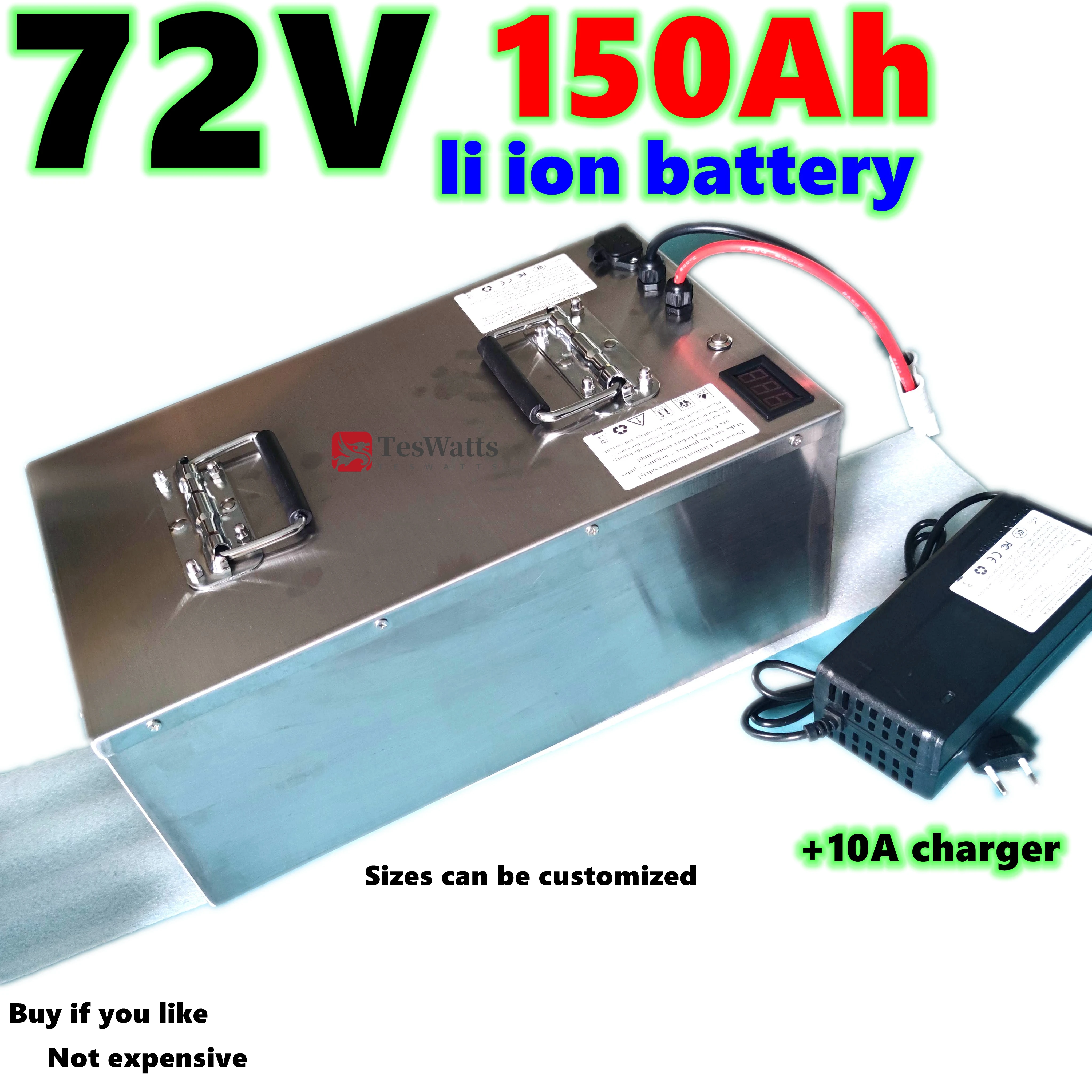 

waterproof li ion 72v 150Ah lithium ion battery 100A BMS for 72v 7000w bike tricycle Motocycle AGV Industrial +10A charger