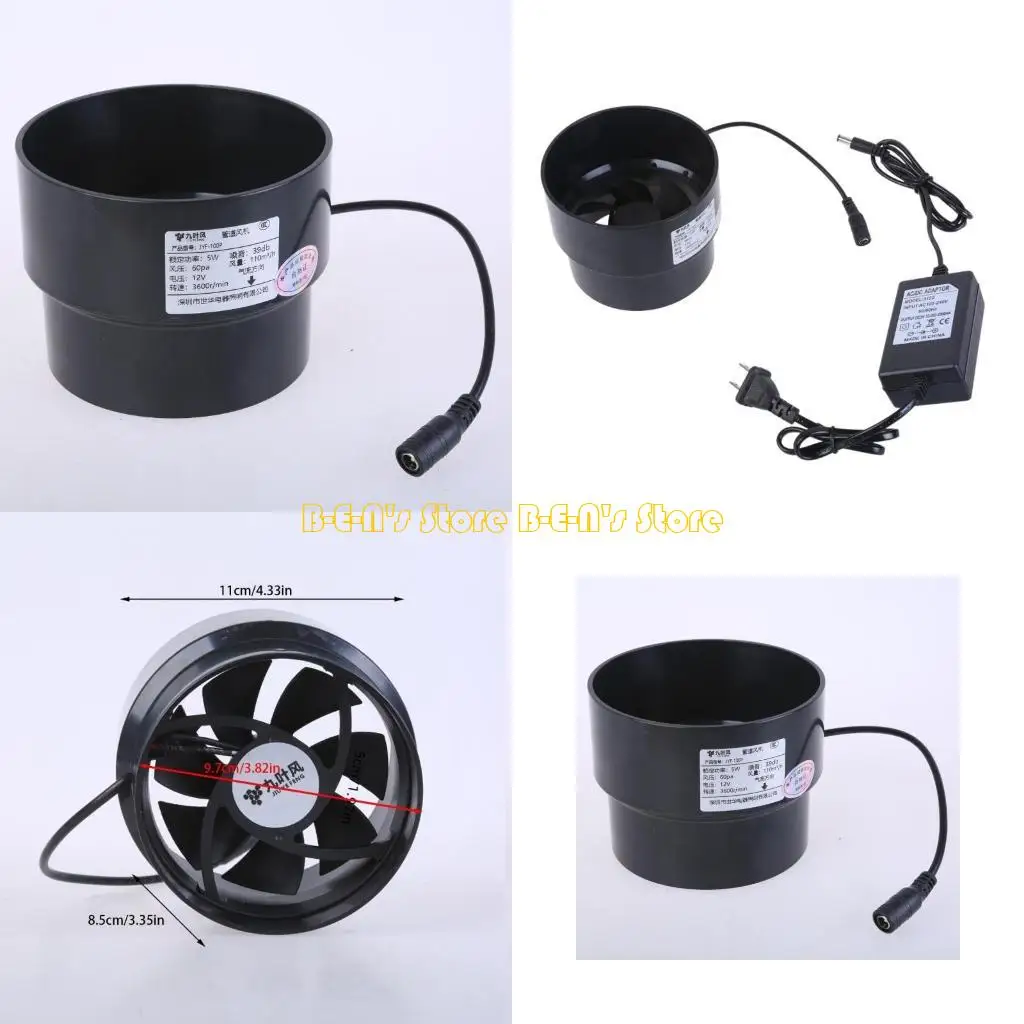 

Y1AD Powerful 12V Ventilator Air Duct Fan 4inch Pipe Vent for Bathroom Toilet Kitchen