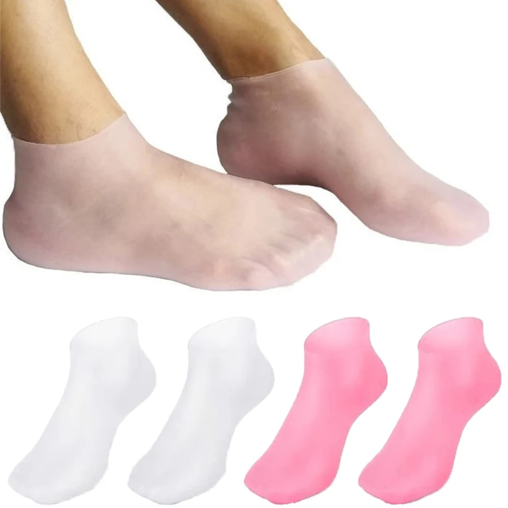 

2Pcs Silicone Foot Care Socks Anti Cracking Moisturizing Gel Socks Cracked Dead Skin Remove Protector Pain Relief Pedicure Tools