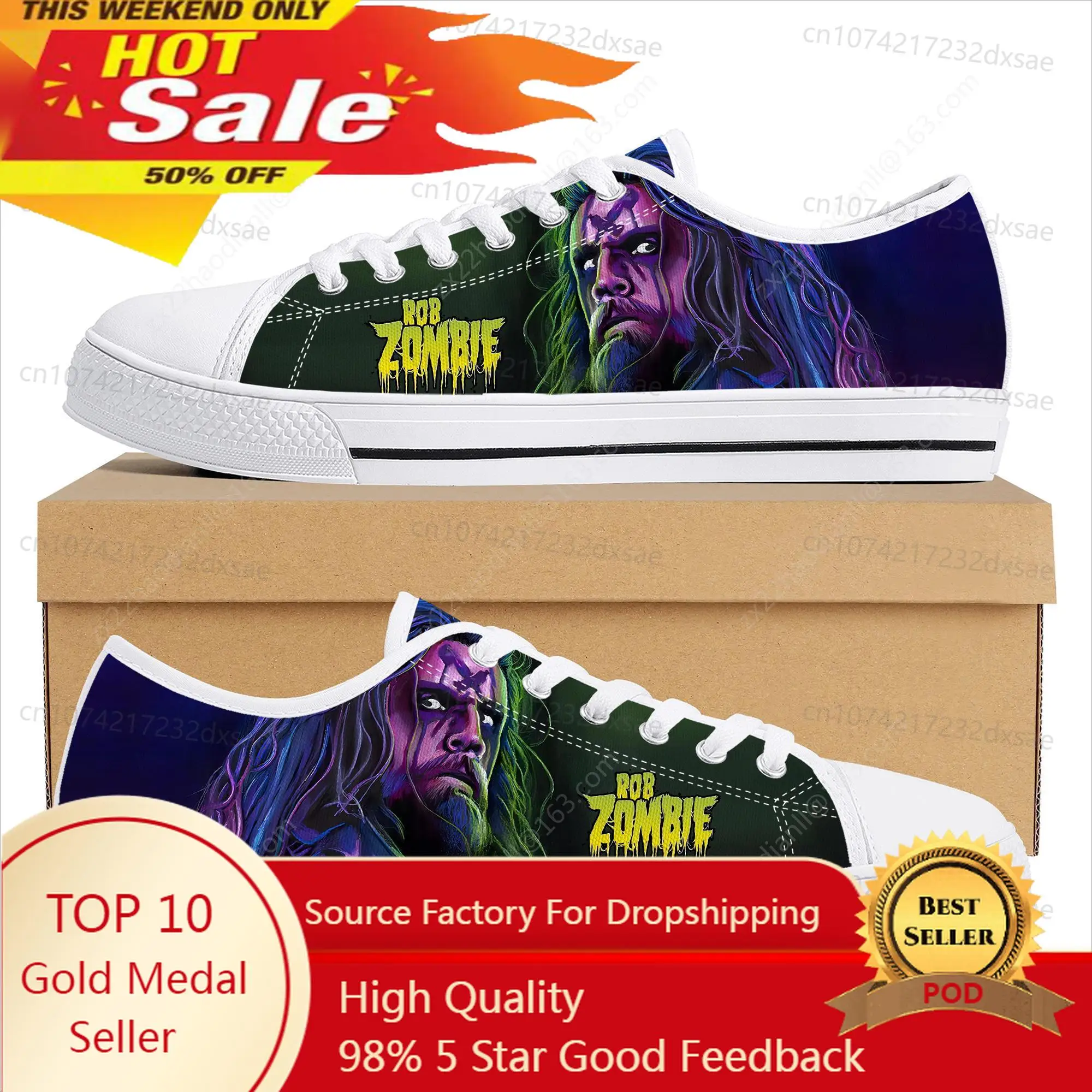 

Rob Zombie Rock Singer Low Top High Quality Sneakers Mens Women Teenager Children Canvas Sneaker Casual Couple Shoes Custom Shoe