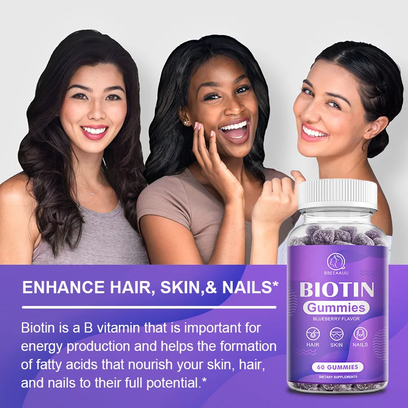 BBEEAAUU Biotin Gummies Hair Growth Prevent Hair Loss Increase Hair Follicles Support Nail & Skin Health Beauty Care for Women