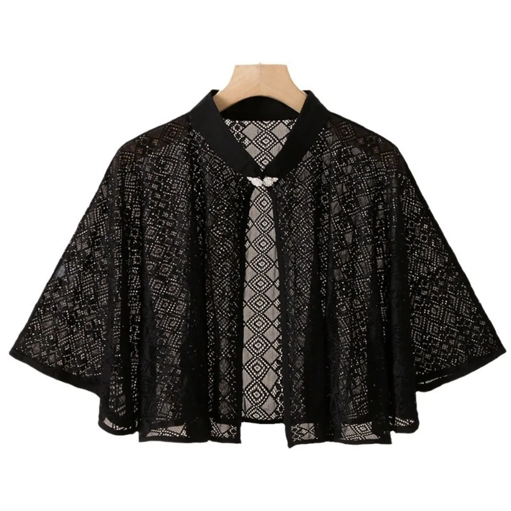 Fashion Solid Color Rose Jacquard Polyester Shawls Summer Ladies Casual Floral Poncho Women Lace Shawl