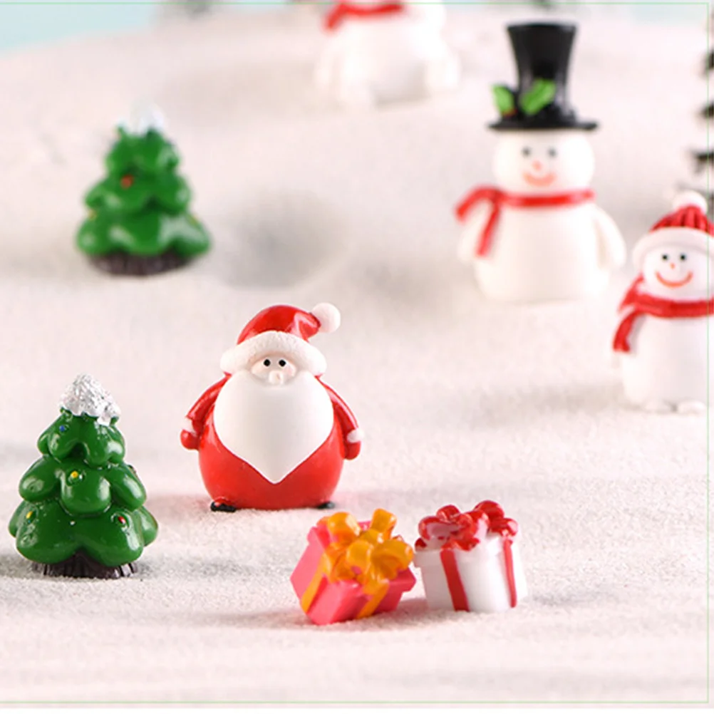

8Pcs Christmas Microlandscape Resin Miniature Set Santa Snowman Elk Tree Home Desktop Garden Decor Christmas Miniature