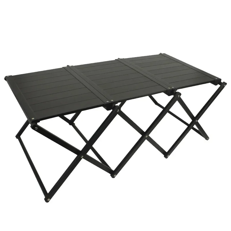 Two Three-tier Rack Outdoor Storage Shelf Folding Shelf Portable Camping Picnic BBQ Storage Rack Garden Foldable Table