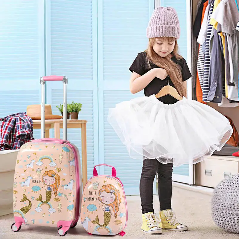 Kinderkoffer Meerjungfrau Reisekoffer Kinderkoffer-Set mit Rucksack Rosa