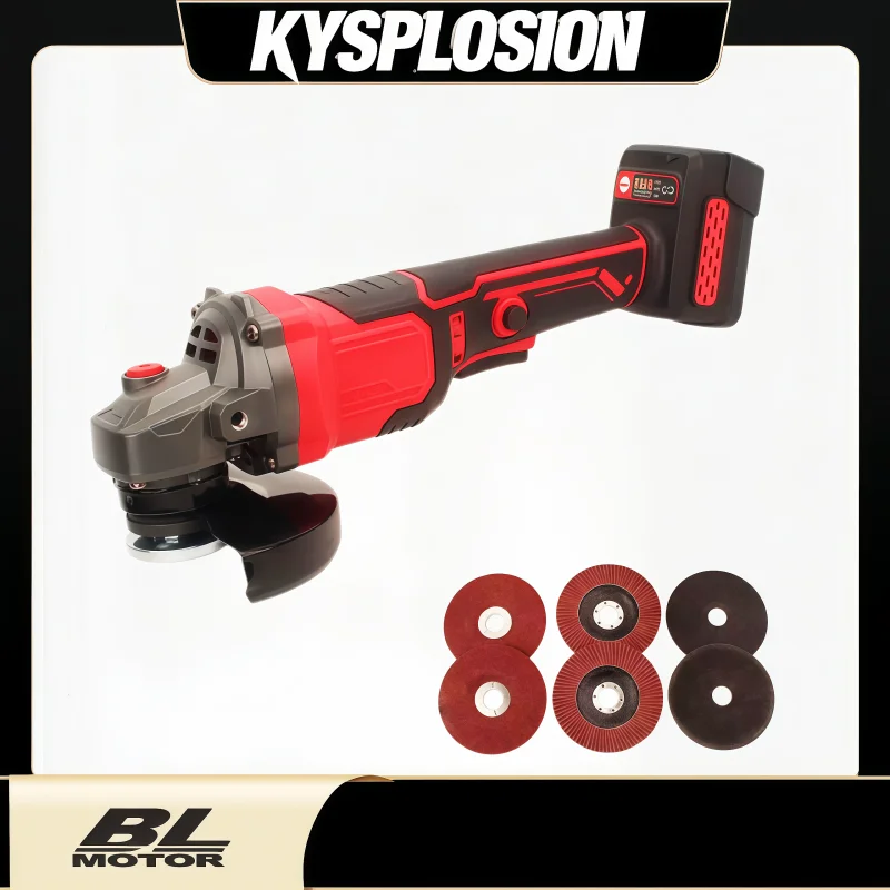 Brushless Cordless Angle Grinder 6 Variable Speed with 4 Gear Button Mode 125mm For Milwaukee M18 Battery