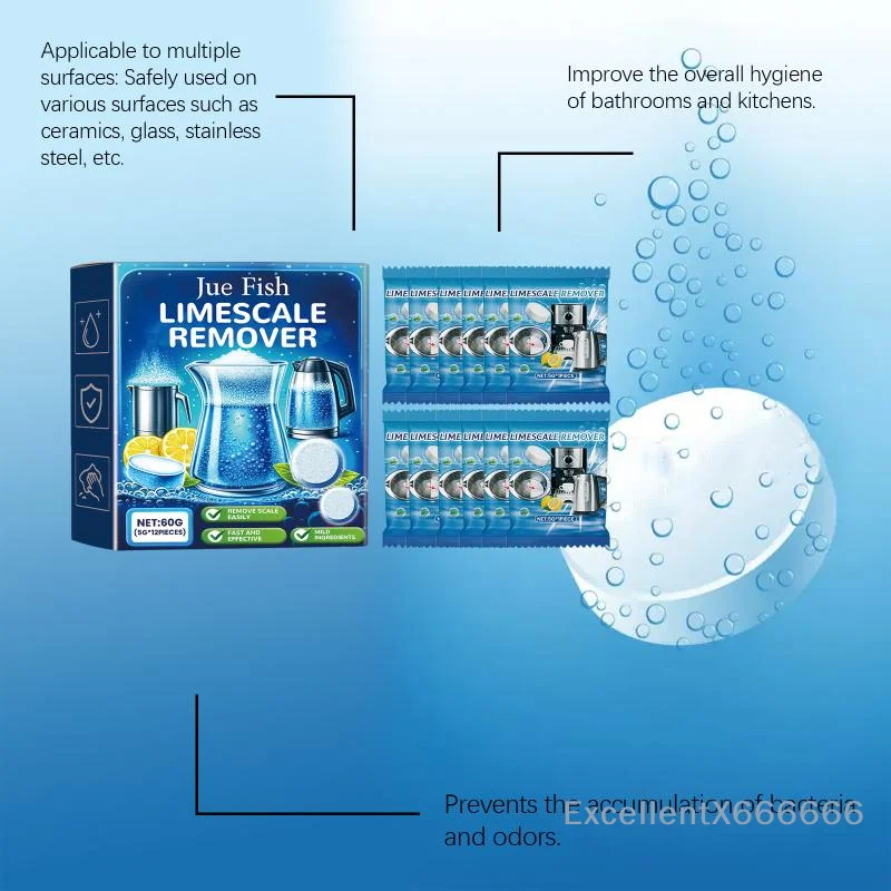 Teapot Scale Cleaner Tablets Food Safe Removes Stains for Kettle Water Bottle Great for Office