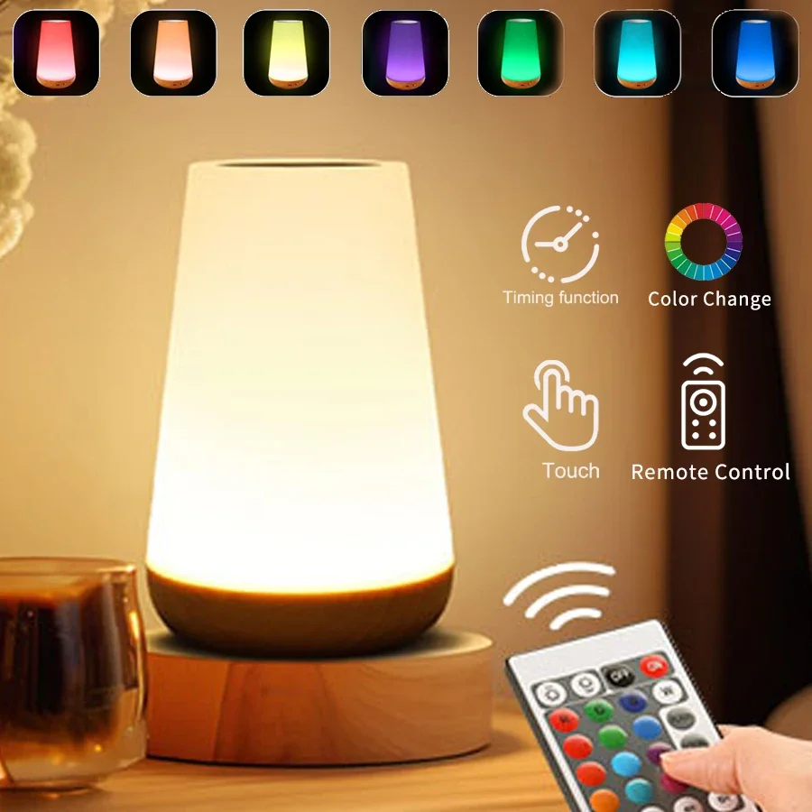 13 Color Changing Night Light with Remote Control Portable Rechargeable Touch Dimmable Table Lamp Bedroom Table Decor Lamp