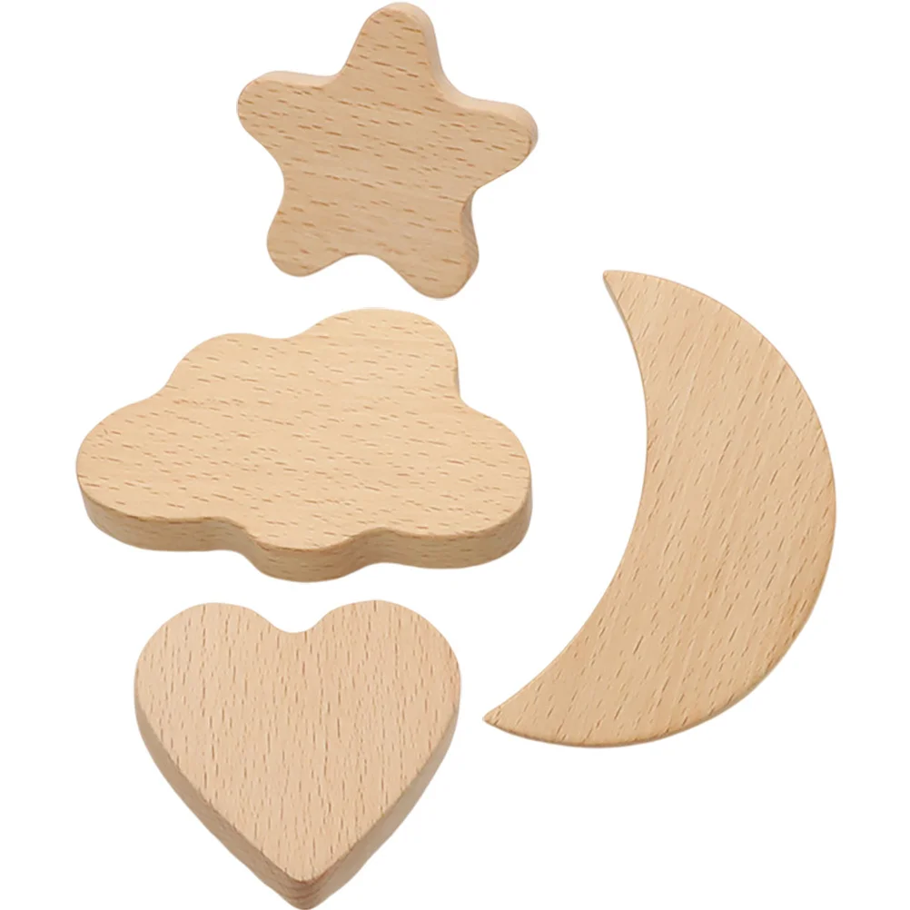 

4Pcs Cartoon Wooden Drawer Pulls Safe Practical Long-Lasting Cupboard Handles for Office Furniture Renewal Boho Drawer Pulls