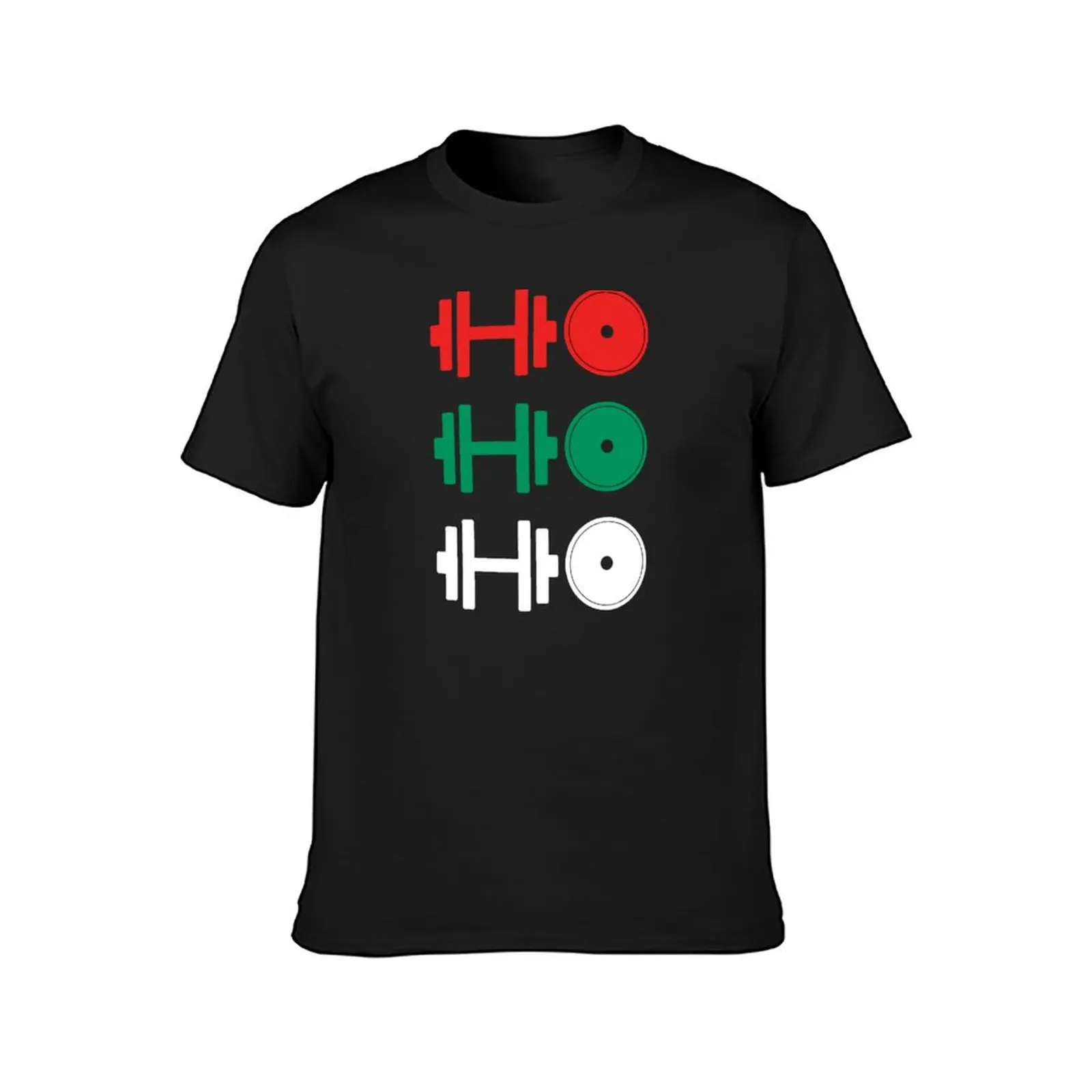 Ho Ho Ho! Dumbbell and Weight Plate T-Shirt summer tops funnys fruit of the loom mens t shirts