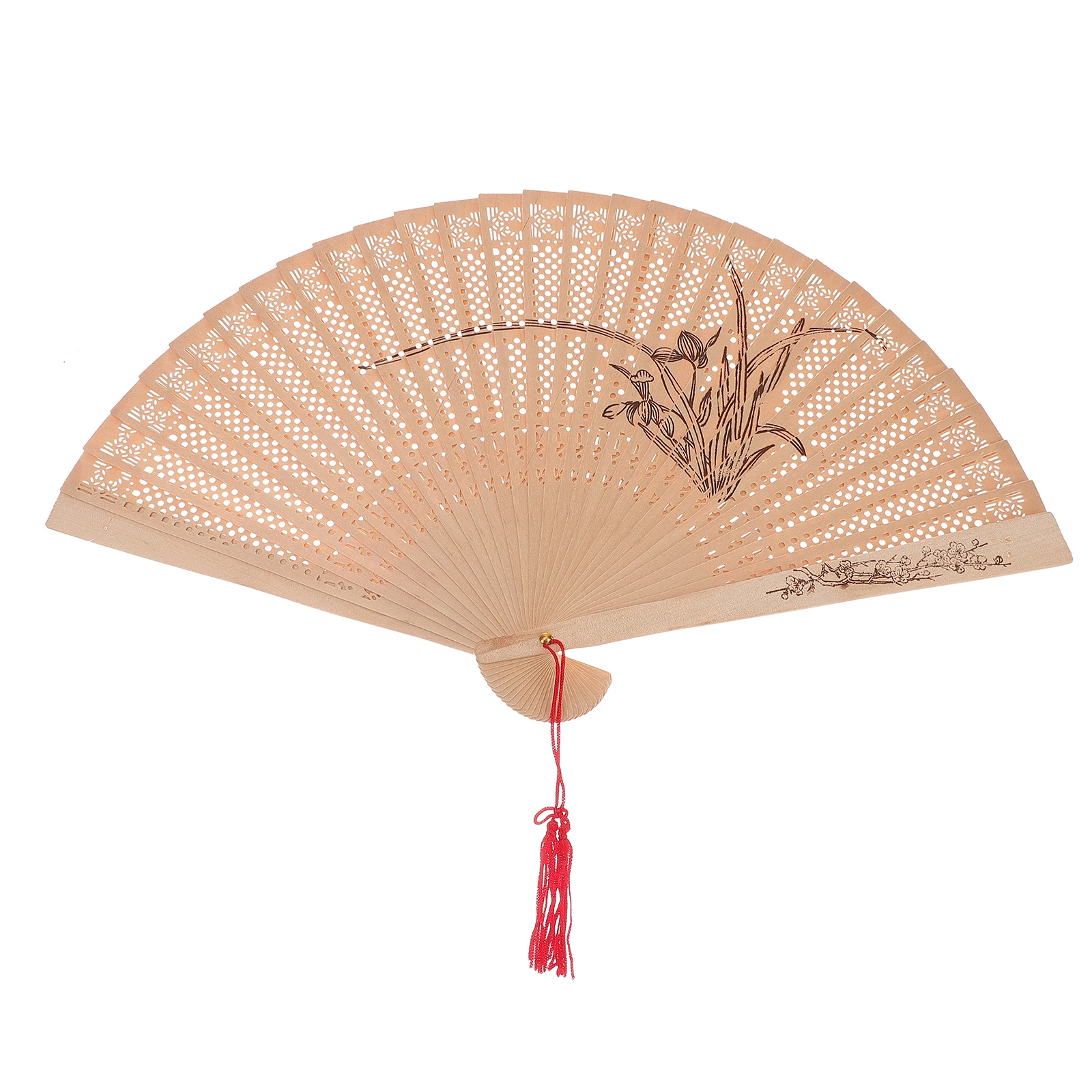 

Elegant Sandalwood Hand Fan Foldable Hollow Design Lightweight Wooden Fan for Women Ancient Chinese Style Portable for Summer
