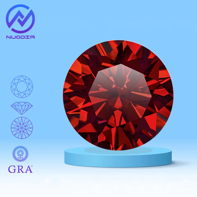 

China Red Color Moissaite Stone With GRA Certificate 0.5-5.0CT Excellent Round Diamond Cut Positive Pass Tester Moissanita Gems
