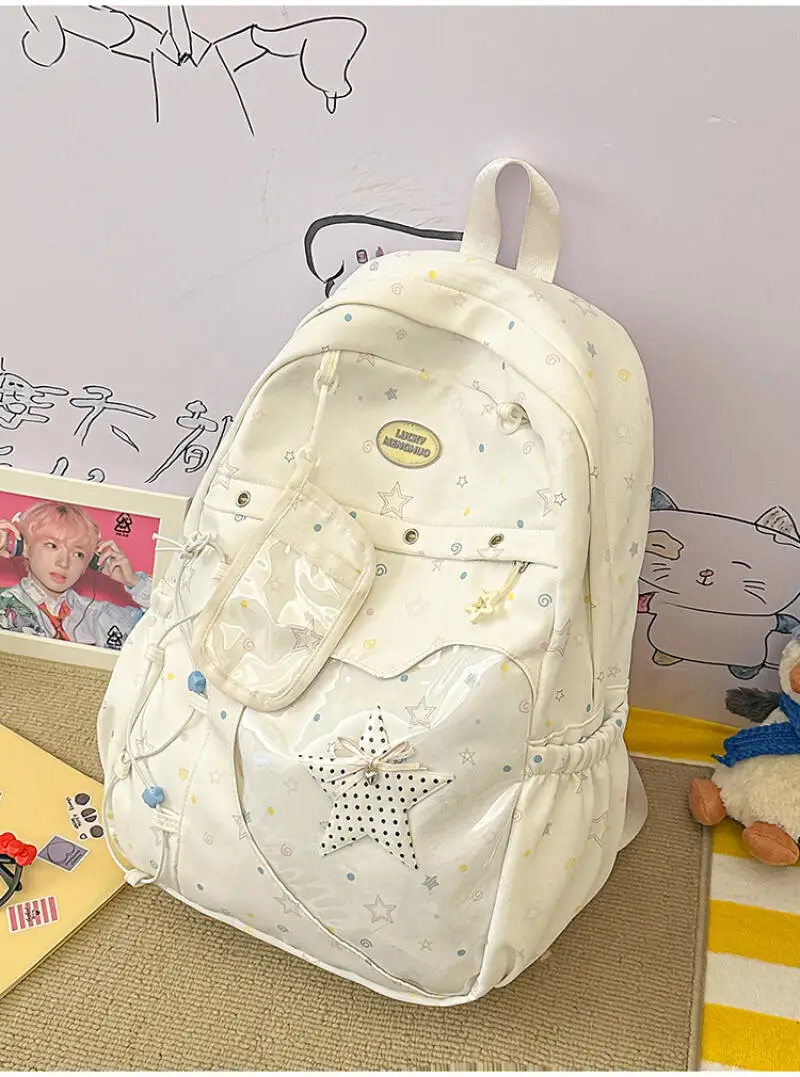 Women's Backpack Shoulder Bag Korean Girl Fresh Feeling Milk Sweet Cute Little Fairy Class Backpack