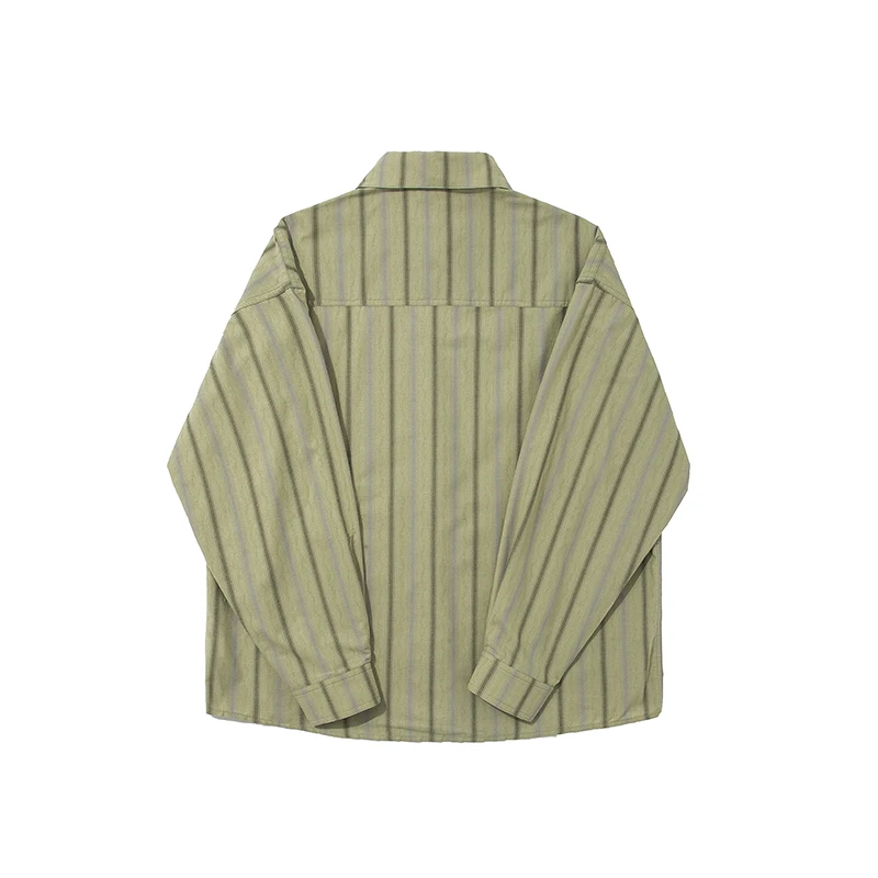 Men's new Japanese simple yarn-dyed vintage striped mori shirt